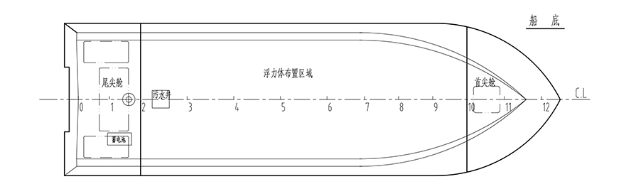 7.9米鋁合金航政公務(wù)船船底布置圖